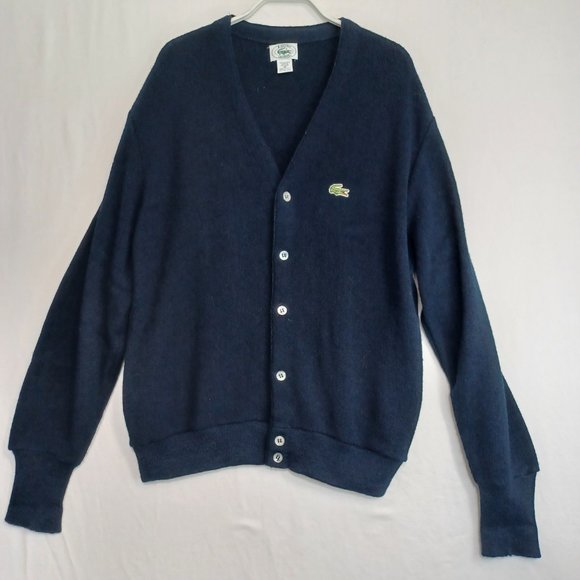 Izod LaCoste Vintage Cardigan Sweater Grandpa Style Size Medium - Picture 6 of 14